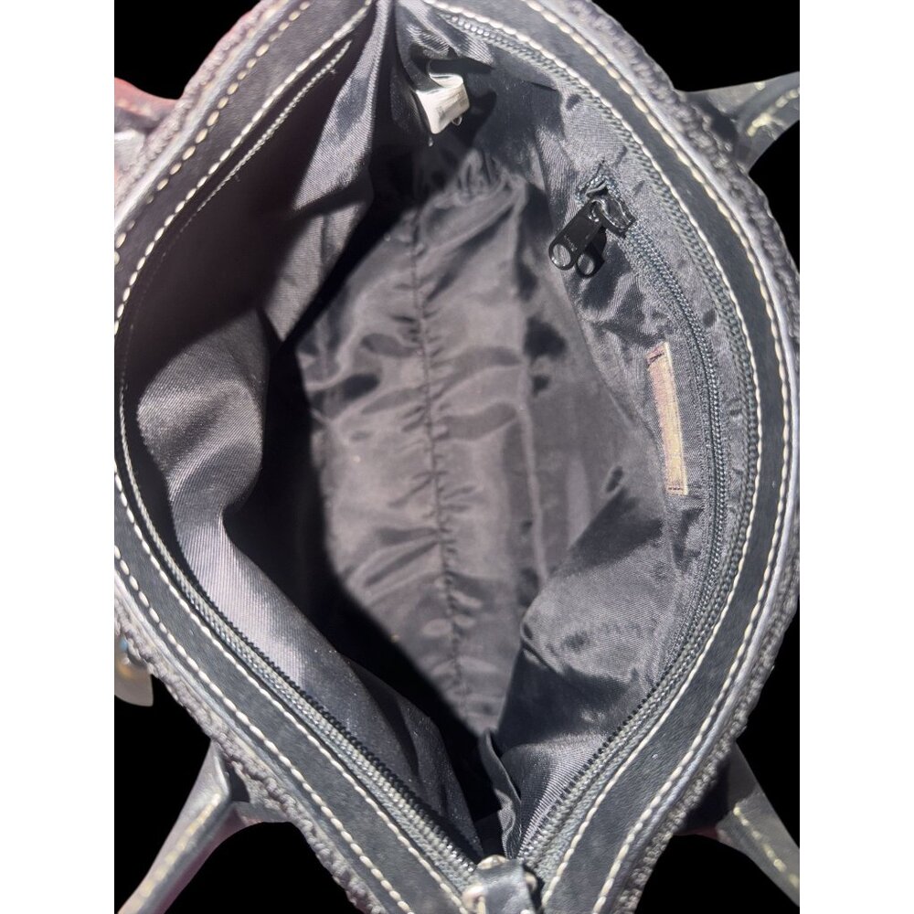 The Sak Elliott Lucca Tote Black Crochet Dual Handle Shoulder Bag with Bag Charm - Picture 6 of 7